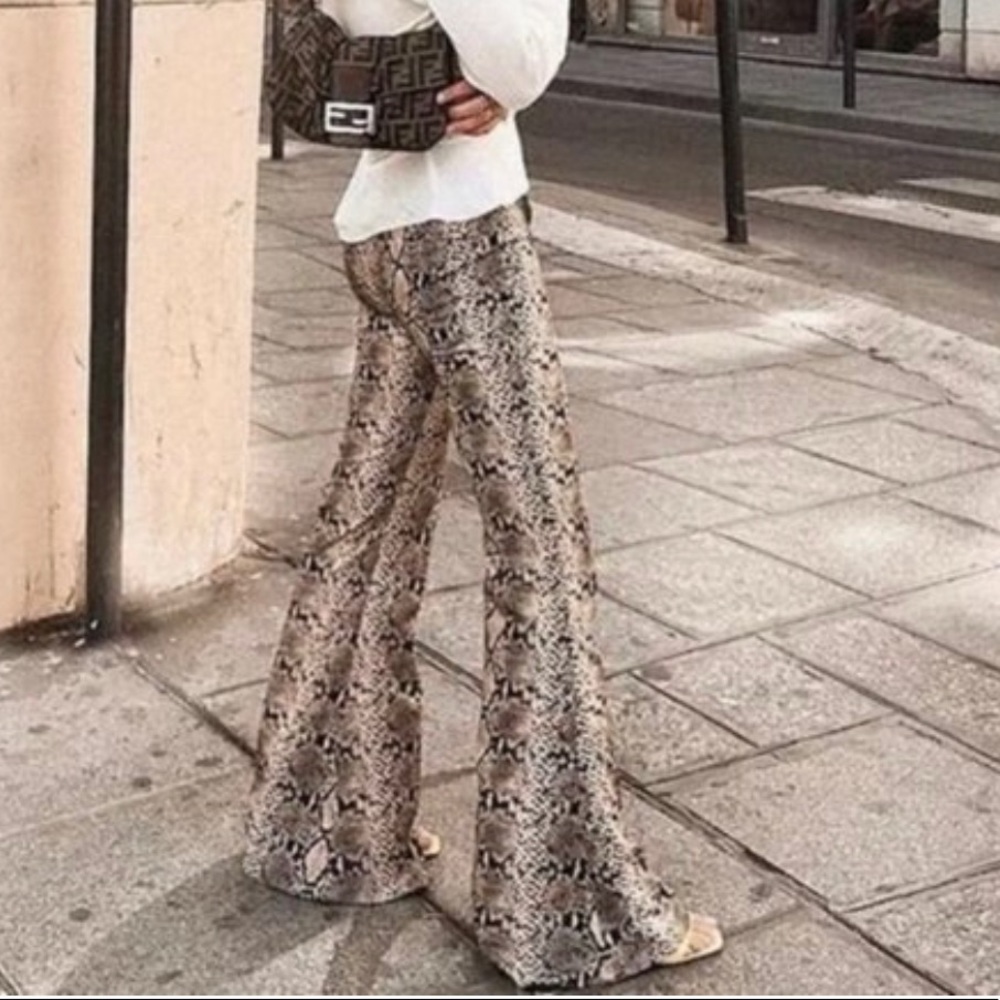 Zara Snakeskin Flare Pants